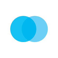 Intersecting blue circles and blue common area. Vector.