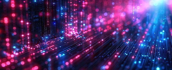 Naklejka premium Digital Data Flow with Pink and Blue Lights
