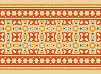 Pixel Tribal seamless patterns. Seamless African modern art patterns. Vector Ikat ethnic seamless pattern design. Aztec fabric carpet mandala.