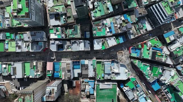 Aerial view of Nampo-dong, Busan, 부산 관광지 남포동 항공촬영 