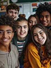 Fototapeta premium A group of young people smiling and having fun as they pose for a picture