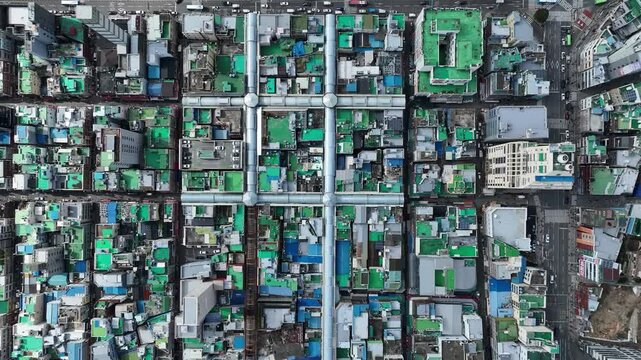 Aerial view of Nampo-dong, Busan, 부산 관광지 남포동 항공촬영 