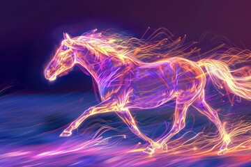 Fototapeta premium Glowing Horse of Light and Energy in Motion