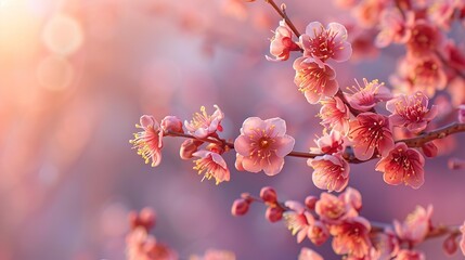 Blossoming apricot tree branches