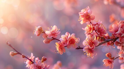 Blossoming apricot tree branches