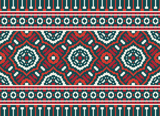 Pixel Tribal seamless patterns. Seamless African modern art patterns. Vector Ikat ethnic seamless pattern design. Aztec fabric carpet mandala.
