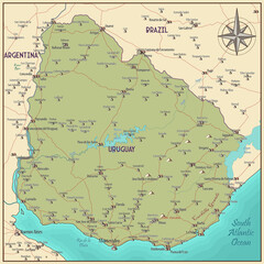 Obraz premium Map of Uruguay vintage fantasy style