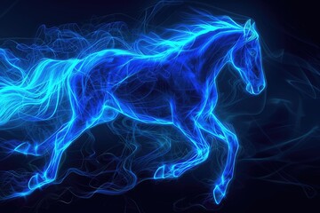 Obraz premium Glowing Blue Horse Illustration