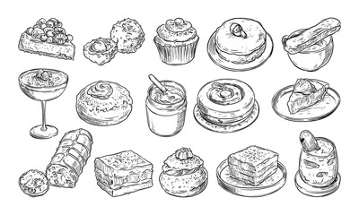 Italian dessert handdrawn collection