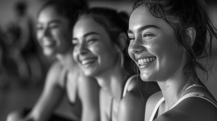 Obraz premium Group of females seated adjacent to one another