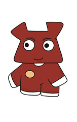 The red monster is looking for something.