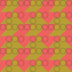 Beautiful of Colorful Red and Yellow Circle, Repeated, Abstract, Illustrator Pattern Wallpaper. Image for Printing on Paper, Wallpaper or Background, Covers, Fabrics