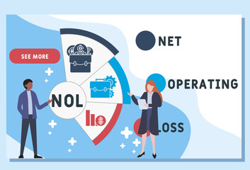 NOL - net operating loss acronym business concept. vector illustration concept with keywords and icons. lettering illustration with icons for web banner, flyer, landing page, presentation