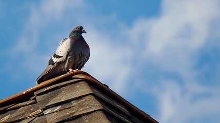 The pigeon on the roof is taking a break © Bonnie