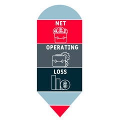 NOL - net operating loss acronym business concept. vector illustration concept with keywords and icons. lettering illustration with icons for web banner, flyer, landing page, presentation