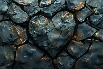 Cracked Heart Stone Texture 3D Illustration