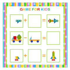 Educational game for kids. Find and draw the missing parts. Children activity page.