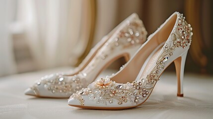 Obraz premium wedding shoes of the bride beautiful fashion