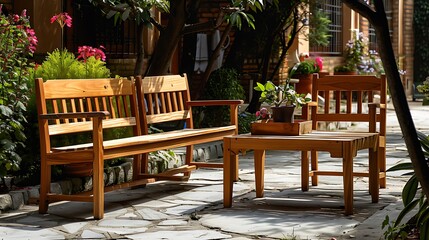 Obraz premium Wooden garden furniture
