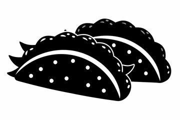 Taco with tortilla shell Mexican lunch flat vector icon 