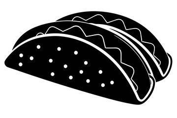 Taco with tortilla shell Mexican lunch flat vector icon 