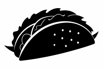 Taco with tortilla shell Mexican lunch flat vector icon 