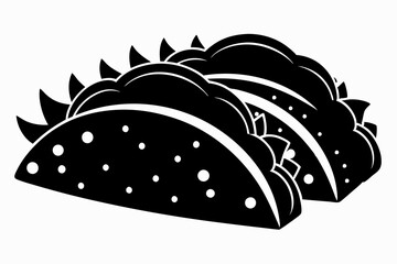 Taco with tortilla shell Mexican lunch flat vector icon 
