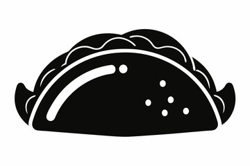 Taco with tortilla shell Mexican lunch flat vector icon 