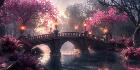 紫陽花と虹がかかる青空