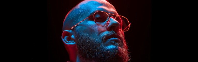 A bearded man with glasses looking at the camera