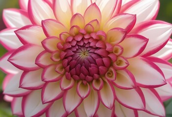 Obraz premium Close-up of a dahlia flower with pink and white petals