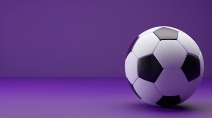 Fototapeta premium Soccer ball on violet background with textured surface and space for text