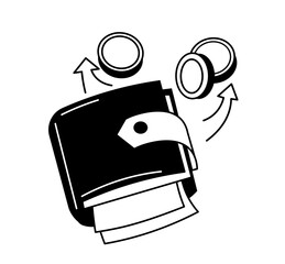 Wallet With Coins Vector Illustration