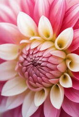 Fototapeta premium Close-up of a dahlia flower with pink and white petals