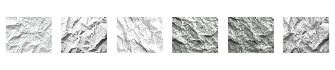 set of White Paper Texture background overlay effect on transparent. Crumpled translucent white paper abstract shape background with space for text