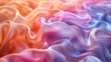 Gradient colored wavy silk-like fabric with soft folds and highlights