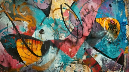 Fototapeta premium A vibrant wall covered in abstract graffiti