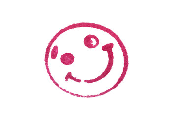 Red smiling face stamp isolated