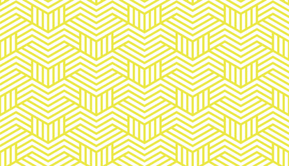Abstract geometric pattern with stripes, lines. Seamless vector background. White and yellow ornament. Simple lattice graphic design