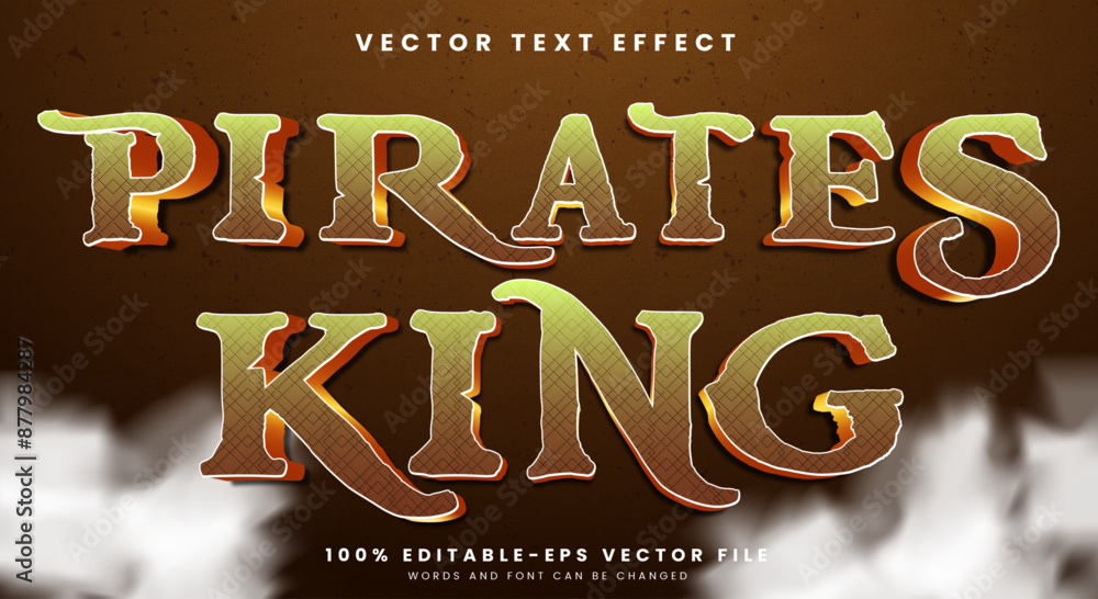 Poster pirates king editable text effect template with adventure text style