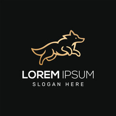 Wolf jump vector logo design template