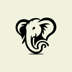 A distinguished elephant head icon in vector illustration, symbolizing strength and resilience. Ideal for brands in conservation, travel, or luxury seeking a bold and memorable logo.