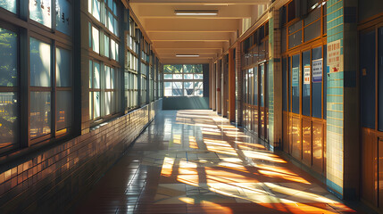 corridor in the building. Generative AI