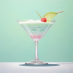 frozen iced daiquiri illustration in pastel color,generated with AI. High quality photo