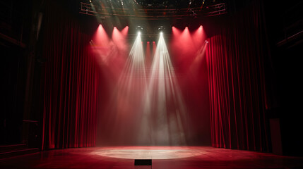 Theater stage light background with spotlight illuminated the stage