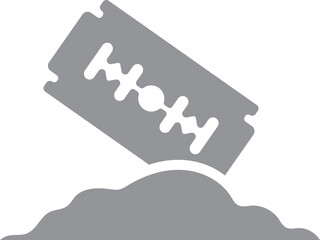 Blade with cocaine icon in flat style.