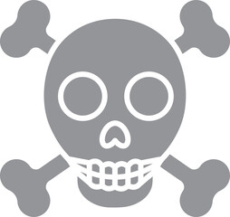 Skull with crossbone icon in grey and white color.