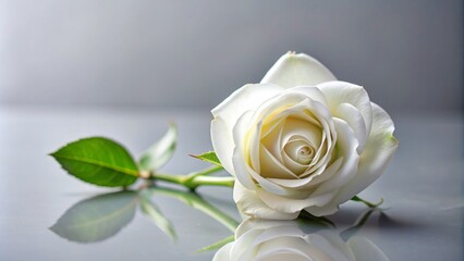 Single white rose on a clean background, showcasing its pure and elegant beauty