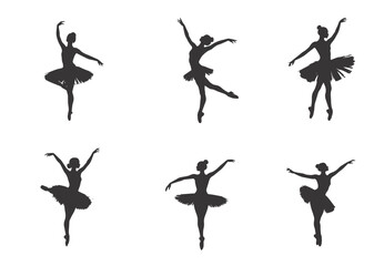 Ballerina performing modern in silhouette on white background. © Agoeng