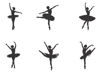 Ballerina performing modern in silhouette on white background. © Agoeng